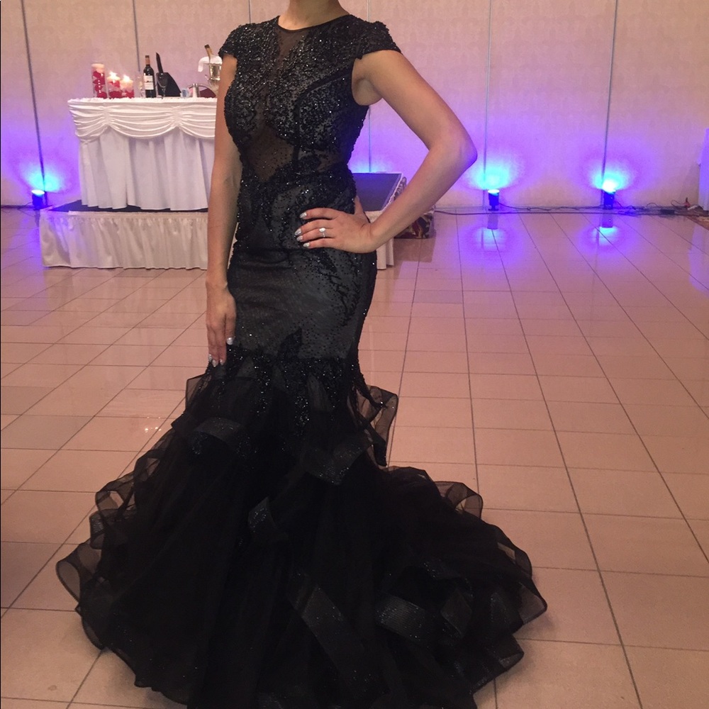 Jovani Elegant Black Sequin Prom Gown